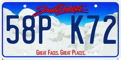 SD license plate 58PK72