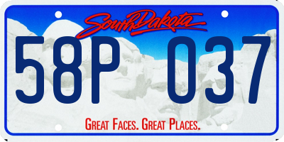 SD license plate 58PO37