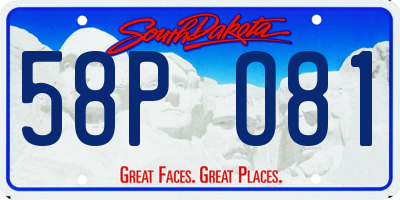 SD license plate 58PO81