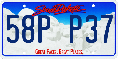 SD license plate 58PP37