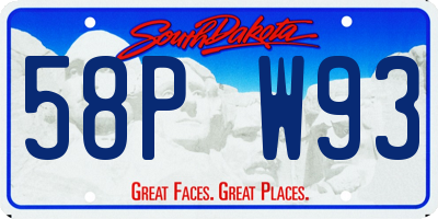 SD license plate 58PW93