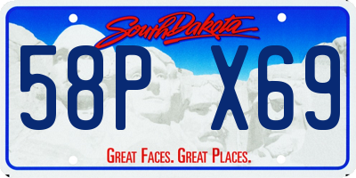 SD license plate 58PX69