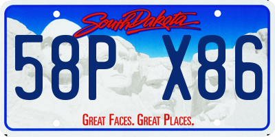 SD license plate 58PX86