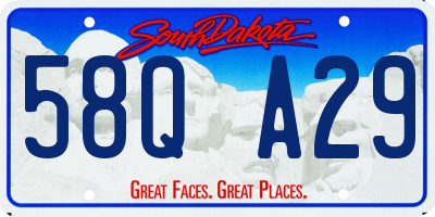 SD license plate 58QA29