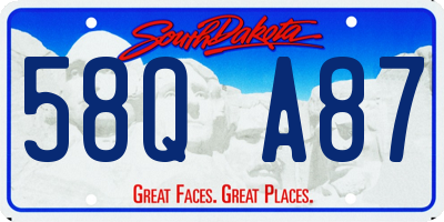 SD license plate 58QA87