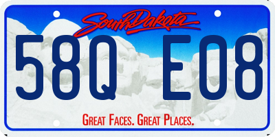 SD license plate 58QE08