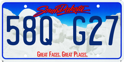 SD license plate 58QG27