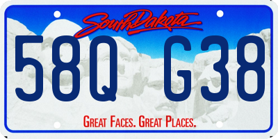 SD license plate 58QG38