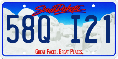 SD license plate 58QI21