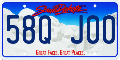 SD license plate 58QJ00