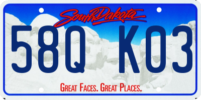 SD license plate 58QK03