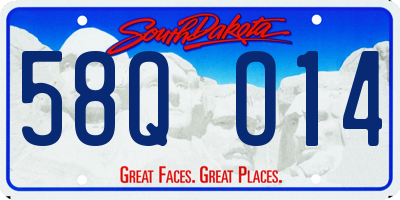SD license plate 58QO14
