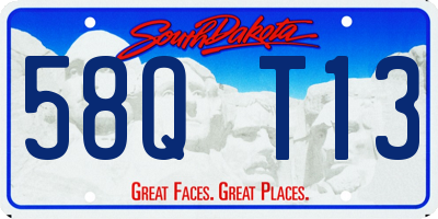 SD license plate 58QT13