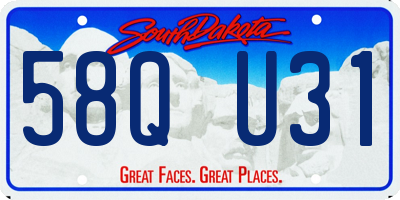 SD license plate 58QU31