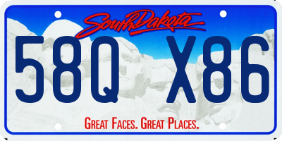 SD license plate 58QX86
