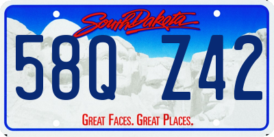 SD license plate 58QZ42