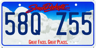 SD license plate 58QZ55