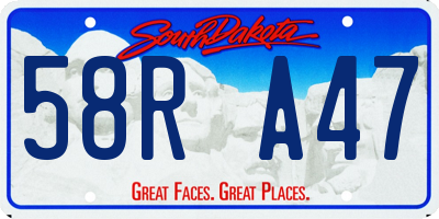 SD license plate 58RA47