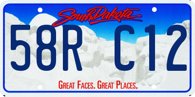 SD license plate 58RC12
