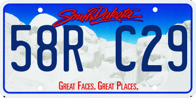 SD license plate 58RC29