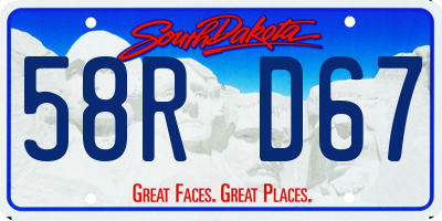 SD license plate 58RD67