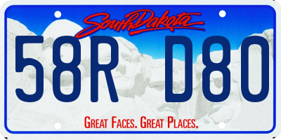 SD license plate 58RD80