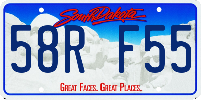 SD license plate 58RF55