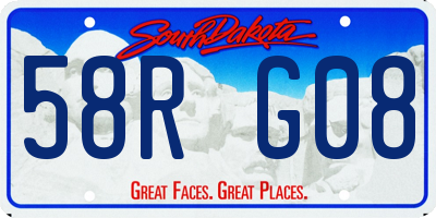 SD license plate 58RG08