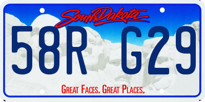 SD license plate 58RG29