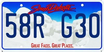 SD license plate 58RG30