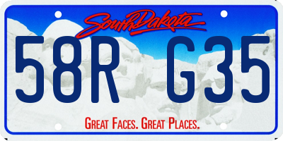 SD license plate 58RG35