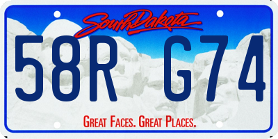 SD license plate 58RG74
