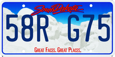 SD license plate 58RG75