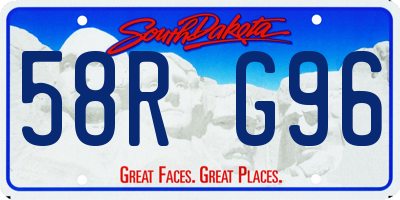 SD license plate 58RG96