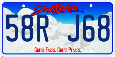 SD license plate 58RJ68