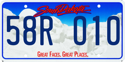 SD license plate 58RO10