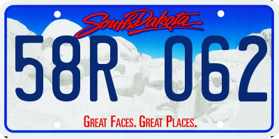 SD license plate 58RO62