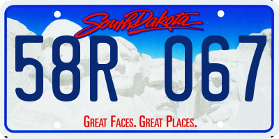 SD license plate 58RO67