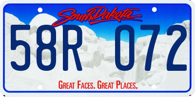 SD license plate 58RO72