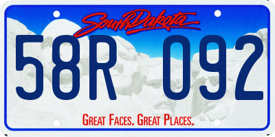 SD license plate 58RO92