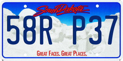SD license plate 58RP37
