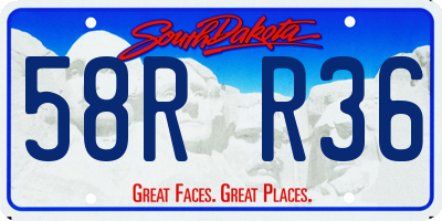 SD license plate 58RR36