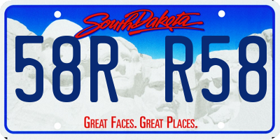 SD license plate 58RR58