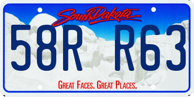 SD license plate 58RR63