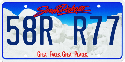 SD license plate 58RR77