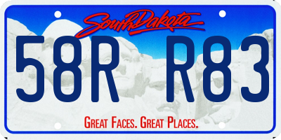 SD license plate 58RR83
