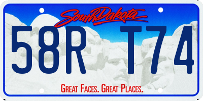 SD license plate 58RT74