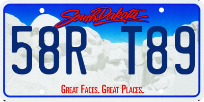 SD license plate 58RT89