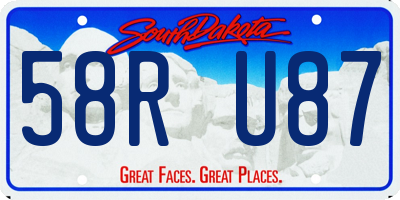 SD license plate 58RU87