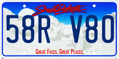 SD license plate 58RV80